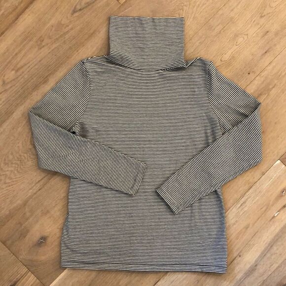 Talbots Petite Black/White Striped Turtleneck (Sp) - Picture 1 of 4